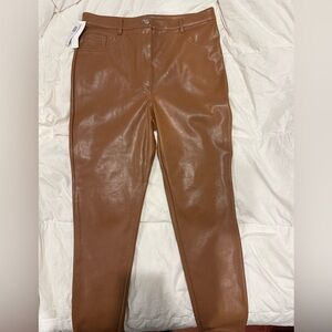 Wilfred Tan Faux Leather Pants